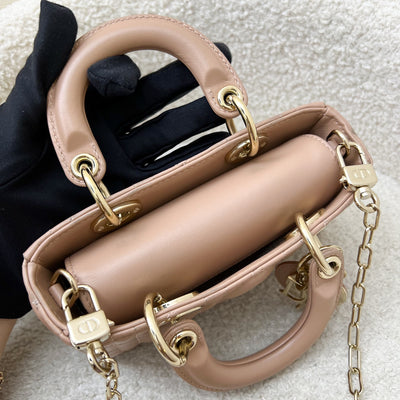 Dior Micro Lady D-Joy Bag in Rose des Vents Cannage Lambskin and LGHW (Model: S0910ONGE, Colour: M49P)
