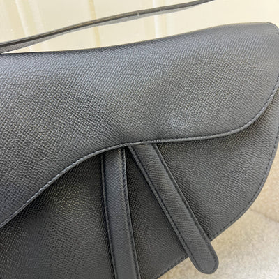Dior Medium Saddle Bag in Black Grained Calfskin and AGHW