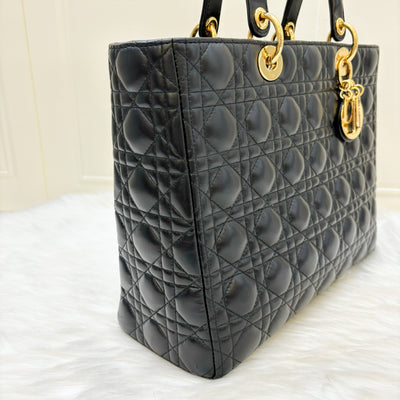 Dior Large Lady Dior in Black Lambskin and GHW