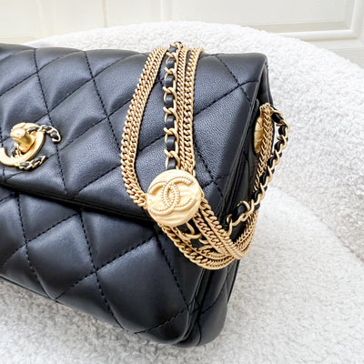 Chanel 22A Seasonal Flap in Black Lambskin and AGHW