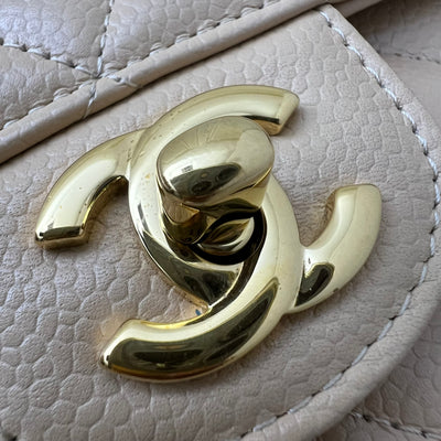 Chanel Medium Classic Flap CF in Beige Caviar and GHW