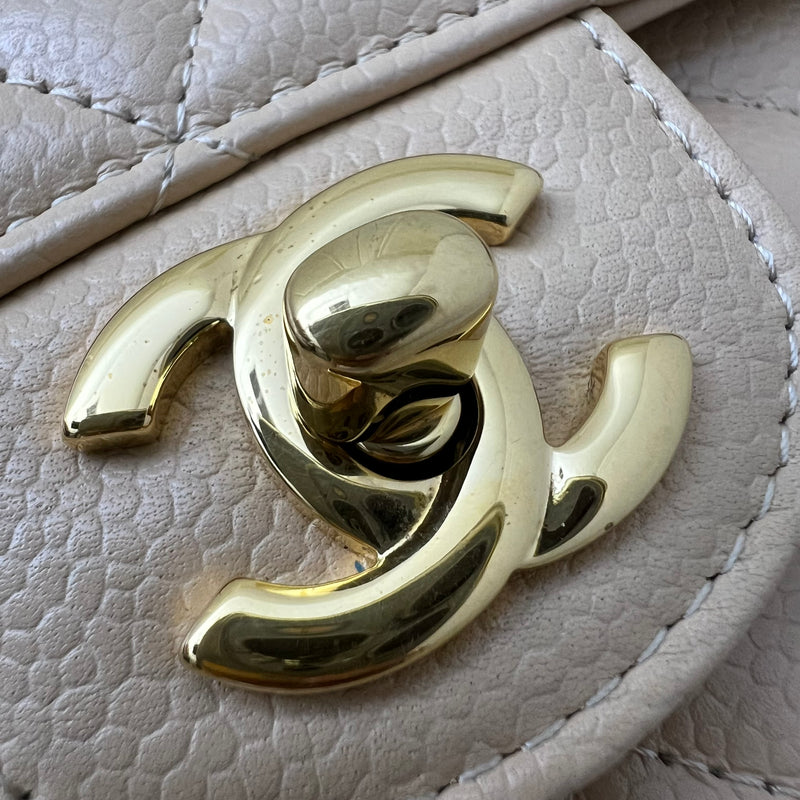 Chanel Medium Classic Flap CF in Beige Caviar and GHW