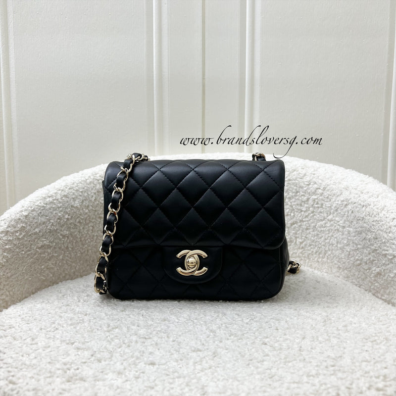 Chanel Classic Square Mini Flap in Black Lambskin and LGHW