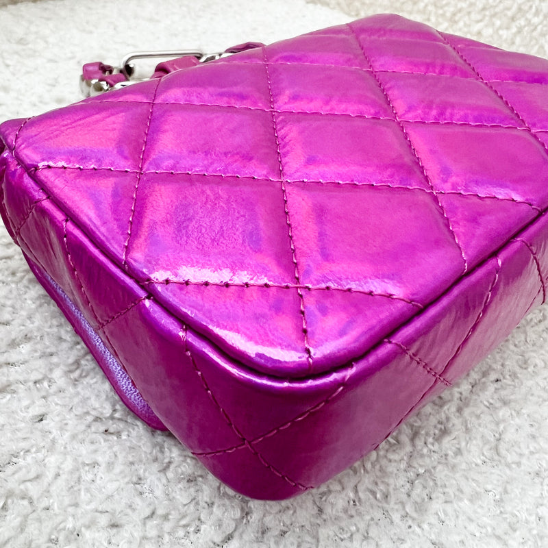 Chanel 24C Micro VIP Clutch in Fuchsia Pink Iridescent Mirror Goatskin SHW