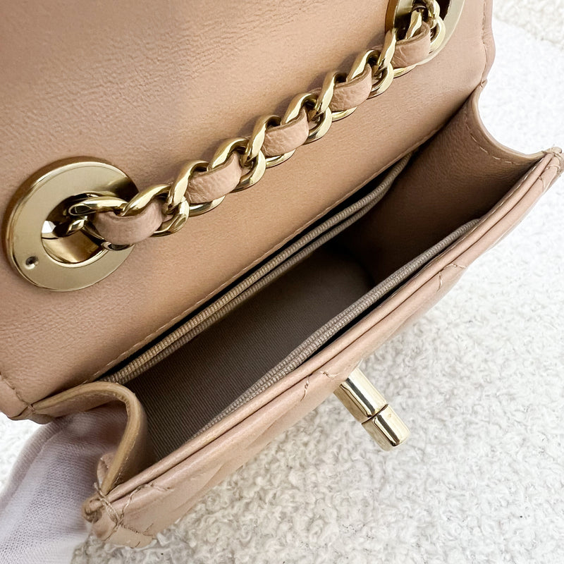 Chanel Trendy CC Micro Bag / Clutch on Chain in Beige Lambskin and LGHW