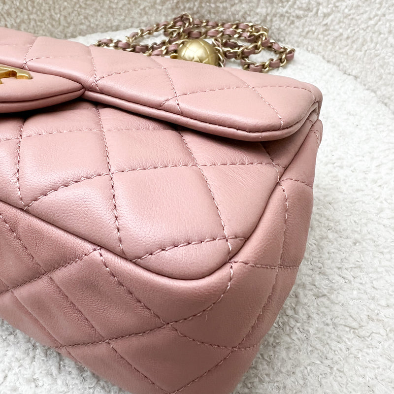 Chanel Pearl Crush Mini Rectangle Flap in 21B Rose Pink Lambskin and AGHW