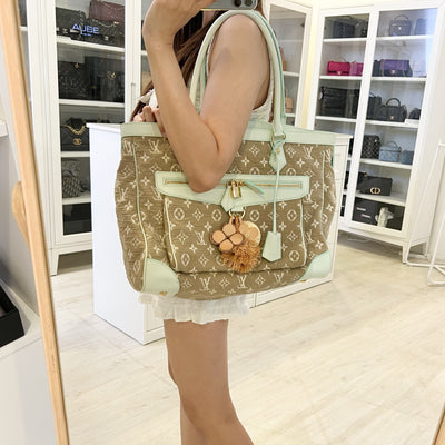 LV Sabbia Cabas MM Shoulder bag in Brown Canvas, White Trim and GHW