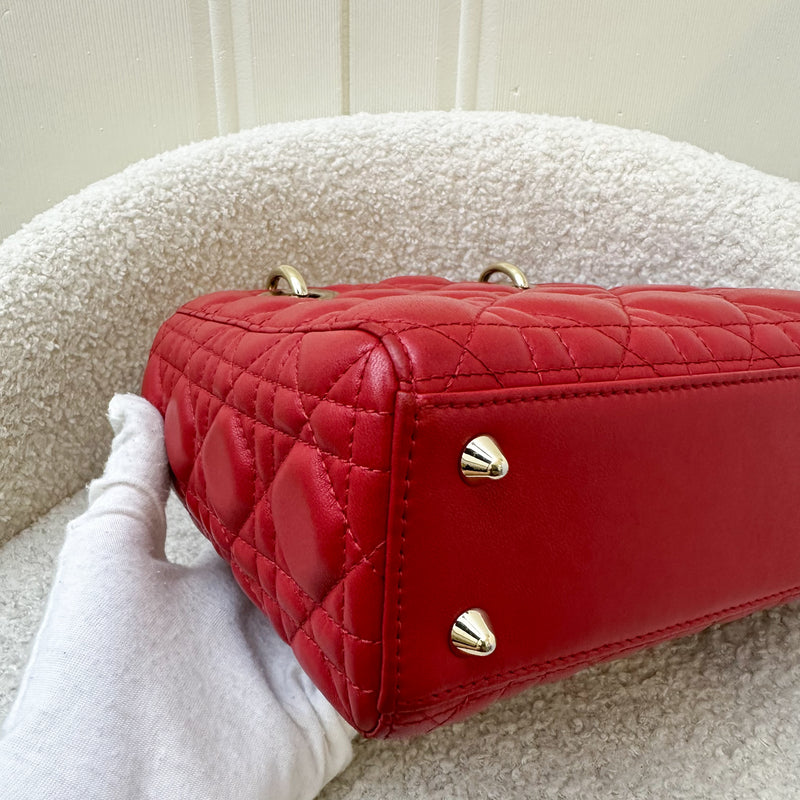 Dior Small MyLadyDior Lady Dior in Red Lambskin and LGHW