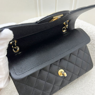 Chanel Small Classic Flap CF in Black Caviar and GHW (Model: A01113)