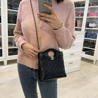 Chanel 31 Mini / Small Bag in Black Shiny Calfskin and LGHW