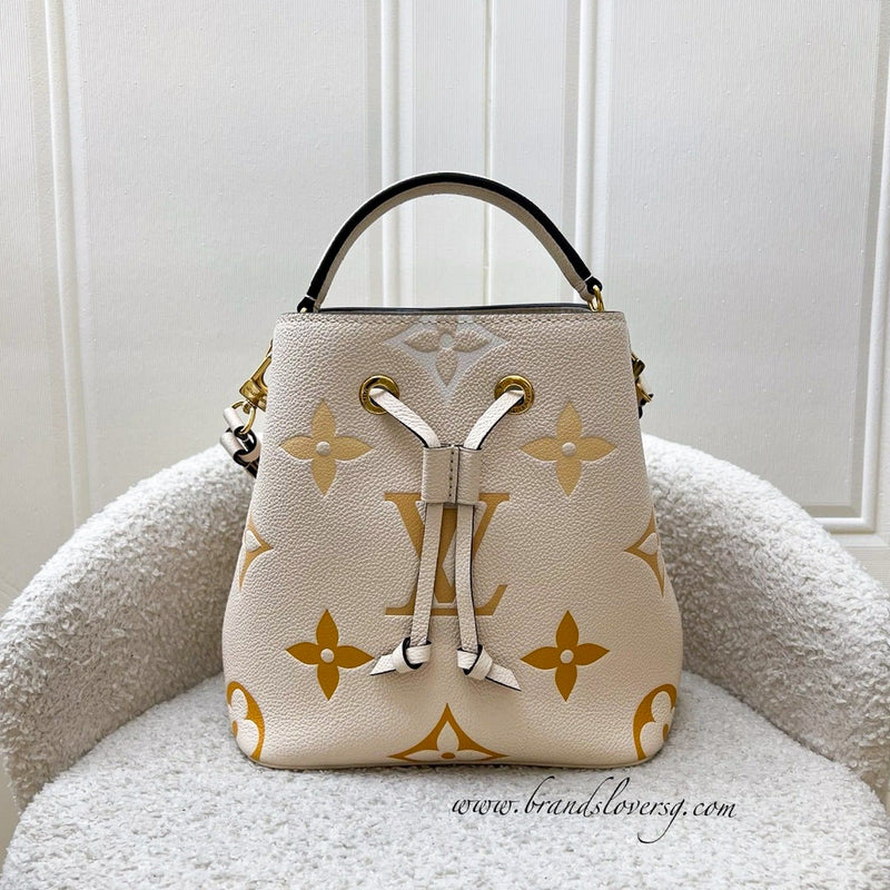 LV NéoNoé BB in By the Pool Gradient Beige Empreinte Leather and GHW (Model: M45716)
