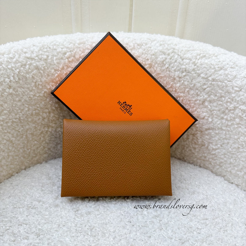 Hermes Calvi Duo in Gold Epsom Leather PHW