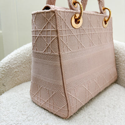 Dior Medium Lady D-Lite in Rosewood Pink Cannage Embroidery and RGHW