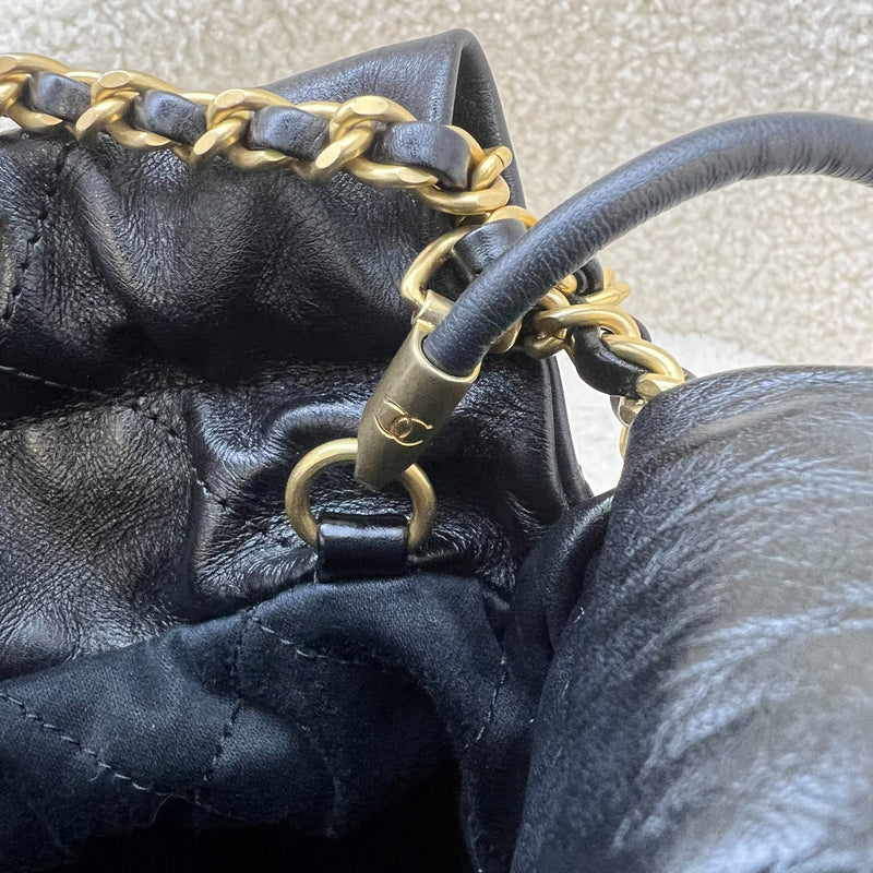 Chanel 22 Mini with Pearls in Black Distressed Calfskin and AGHW