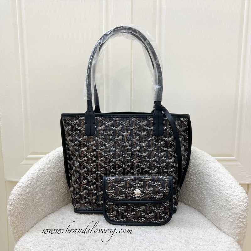 Goyard Mini Anjou Tote Bag in Black Goyardine Canvas and Leather