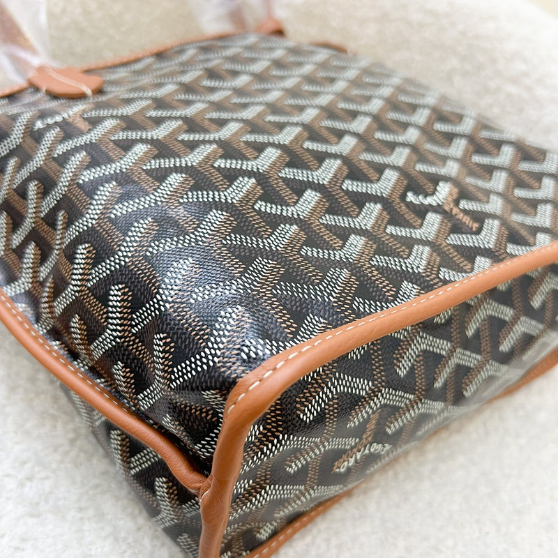 Goyard Mini Anjou in Black Goyardine Canvas with Camel Trim