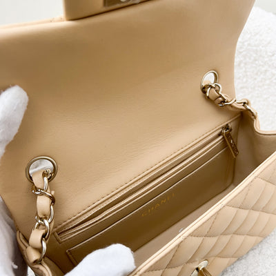 Chanel Classic Mini Rectangle in 22C Beige Stiff Lambskin and LGHW