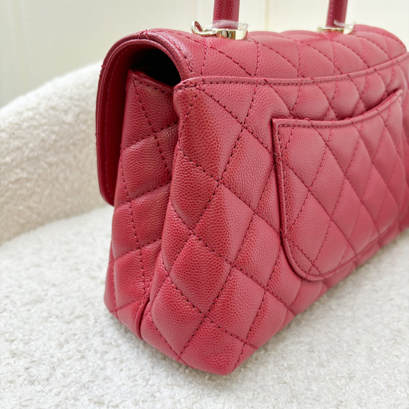 Chanel Small 24cm Coco Handle in 21A Dark Pink Caviar and LGHW