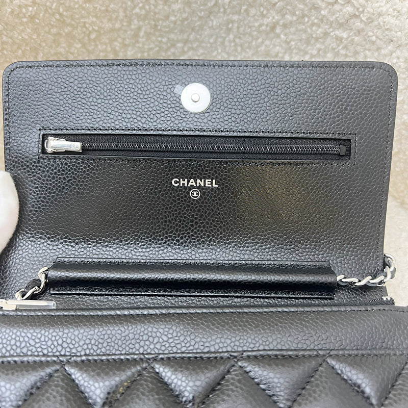 Chanel Classic Wallet on Chain WOC in Black Caviar and SHW