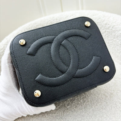 Chanel 22S Top Handle Vanity Case with Chain in Black Caviar LGHW