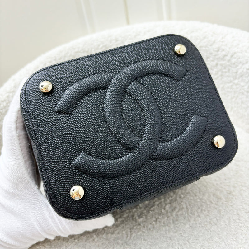 Chanel 22S Top Handle Vanity Case with Chain in Black Caviar LGHW