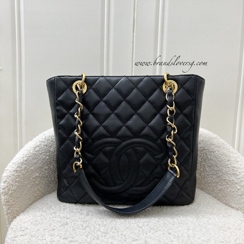 Chanel Petite Shopping Tote PST in Black Caviar and GHW