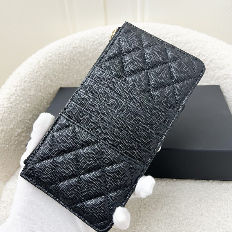 Chanel Classic Phone Pouch / Holder in Black Caviar and LGHW