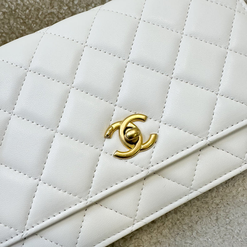 Chanel Pearl Crush Wallet on Chain WOC in White Lambskin and AGHW