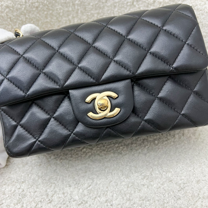 Chanel Classic Mini Rectangle Flap in Black Lambskin and LGHW