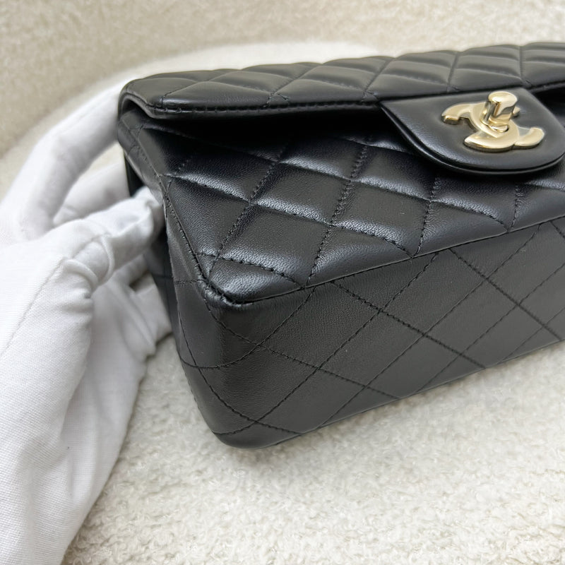 Chanel Mini Rectangle Flap in Black Lambskin and LGHW