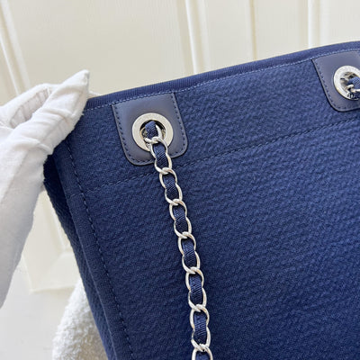 Chanel Small Deauville Tote in Navy Fabric and SHW