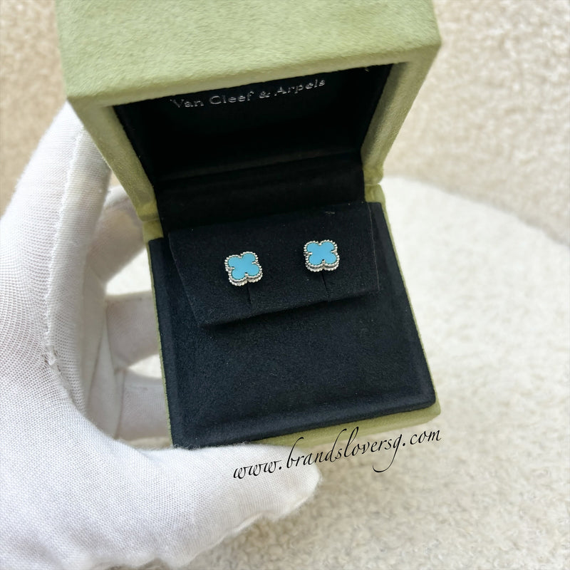 Van Cleef & Arpels VCA Sweet Alhambra Earrings with Turquoise in 18K White Gold