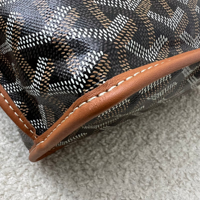 Goyard Mini Anjou Tote Bag in Black Goyardine Canvas with Camel Trim