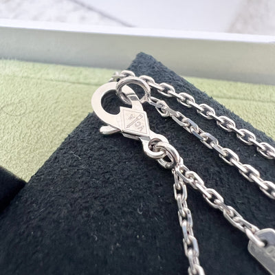 [Kept Unused] Van Cleef & Arpels VCA Vintage Alhambra Pendant Necklace with Chalcedony Stone in 18K White Gold (Ref: VCARD34900)