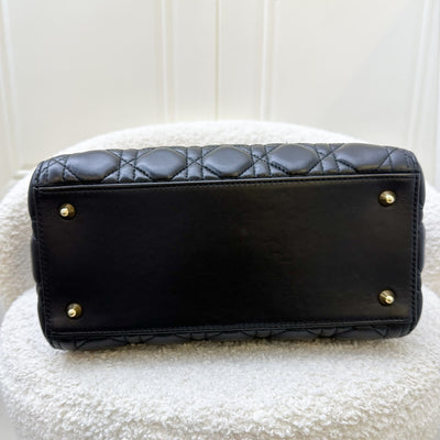 Dior Medium Lady Dior in Black Lambskin and GHW (New Version with Adjustable Strap)<br>