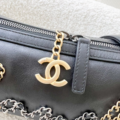 Chanel Seasonal Round Bowling Bag in Black Calfskin and PH and Aged GHW