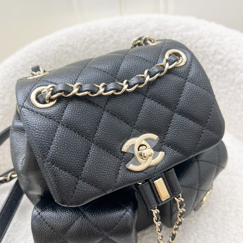 Chanel 23P Triple Small / Mini Backpack in Black Caviar and LGHW