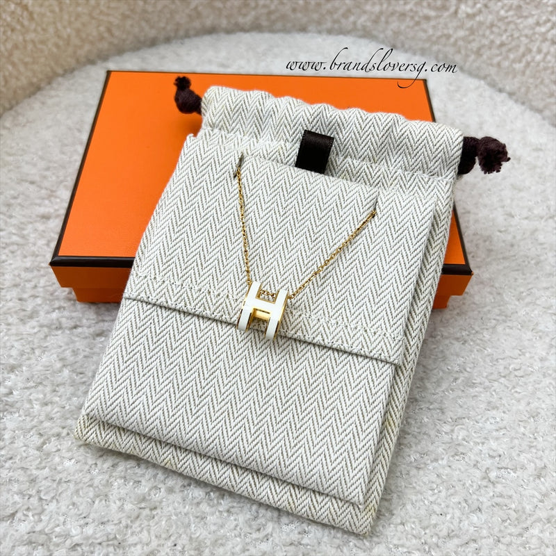 Hermes Pop H Pendant in Blanc White Enamel and GHW