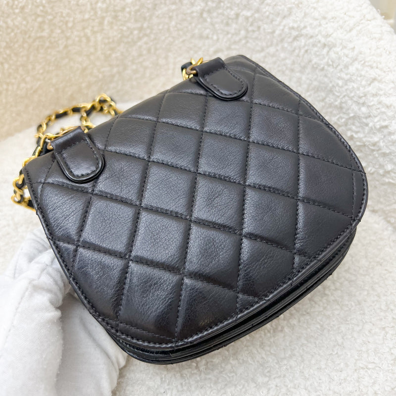 Chanel Vintage Small Quilted Crossbody Bag in Black Lambskin GHW