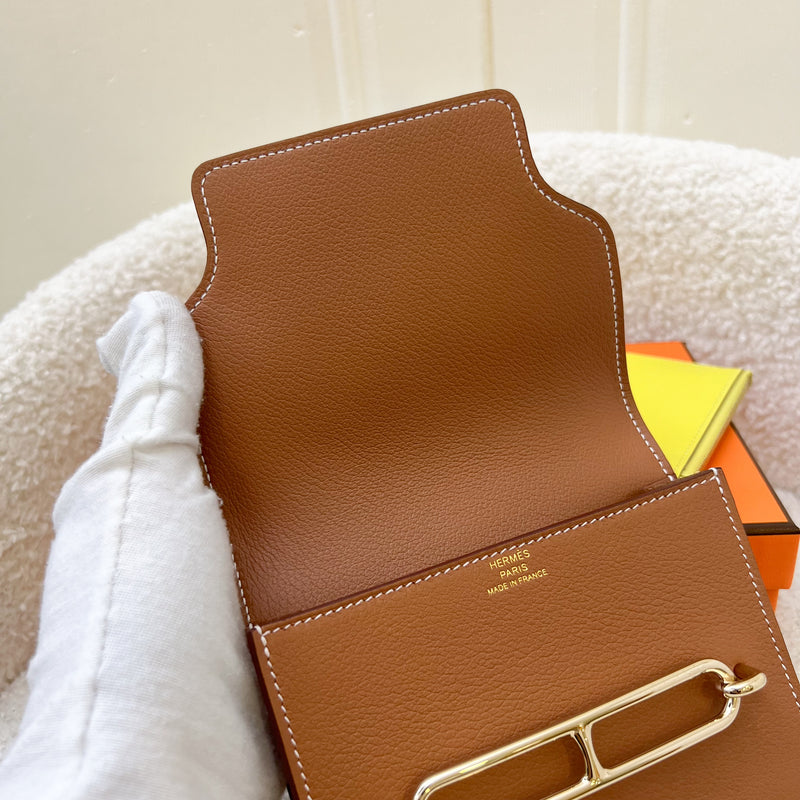 Hermes Roulis Slim Wallet in Gold / Lime Evercolor Leather and GHW