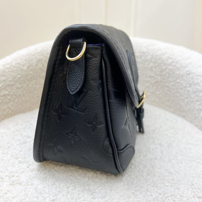 LV Diane Flap Bag in Black Monogram Empriente Leather with Black Strap