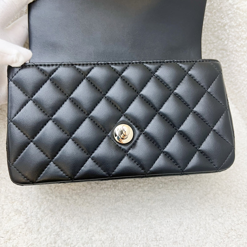 Chanel Top Handle Mini Rectangle Flap in Black Lambskin and LGHW