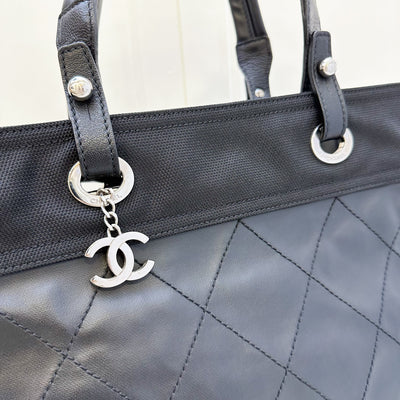 Chanel Medium Biarritz Tote in Black Coated Canvas, Leather and SHW