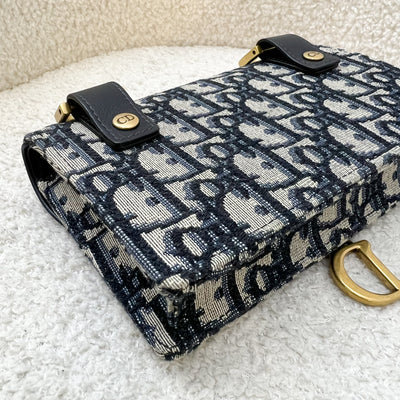 Dior Saddle Belt Pouch in Blue Dior Oblique Jacquard and AGHW