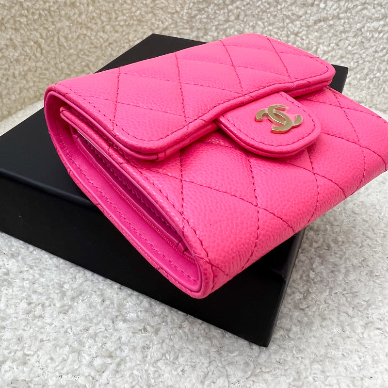 Chanel Classic Trifold Wallet in Pink Caviar and LGHW