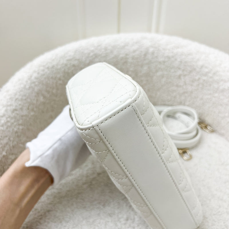 Dior Micro Lady D-Joy Bag in White Cannage Lambskin and LGHW