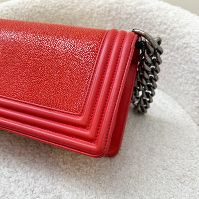 Chanel Small Boy Flap in Red Stingray Leather and RHW