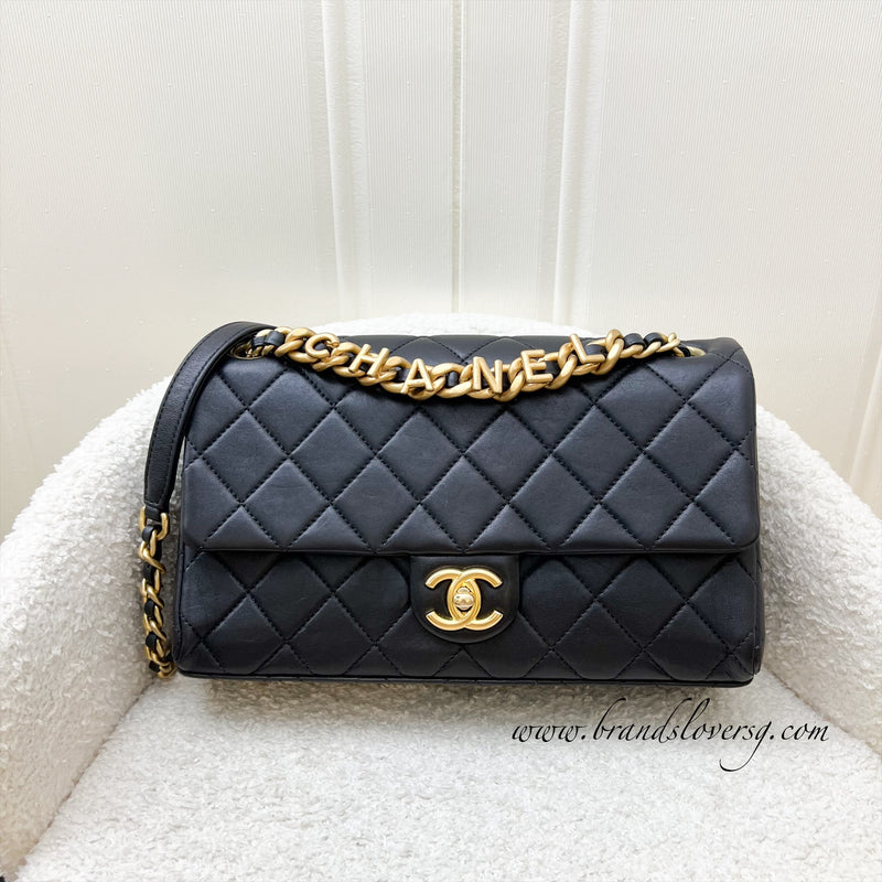 Chanel 23P Seasonal Flap Bag in Black Lambskin and AGHW