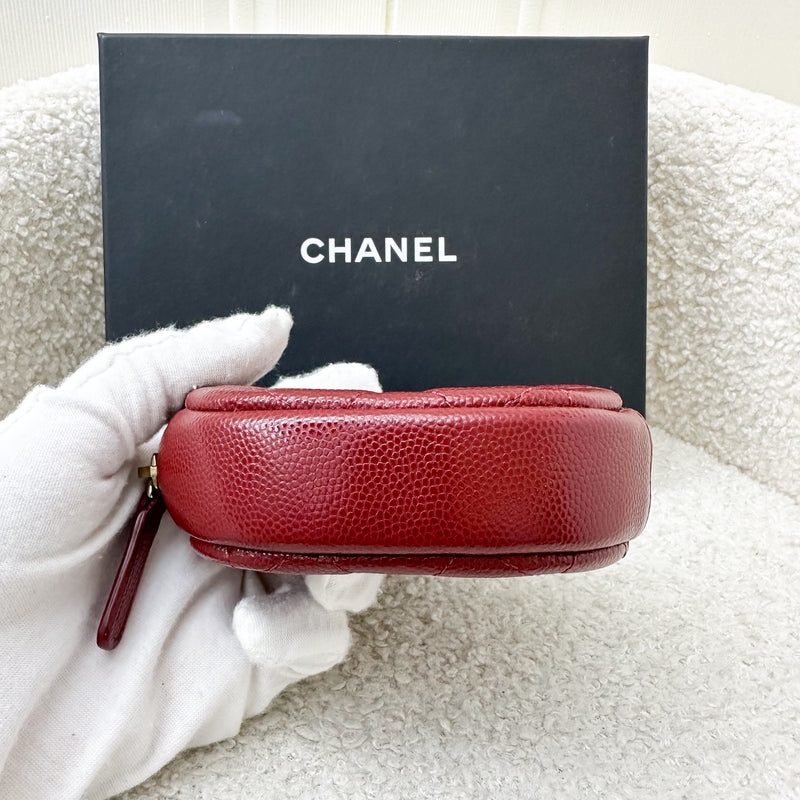 Chanel Round Coin Purse in Burgundy Caviar and LGHW