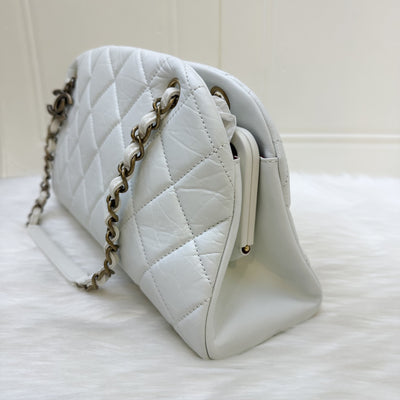 Chanel Just Mademoiselle Bowling Bag in White Calfskin and AGHW